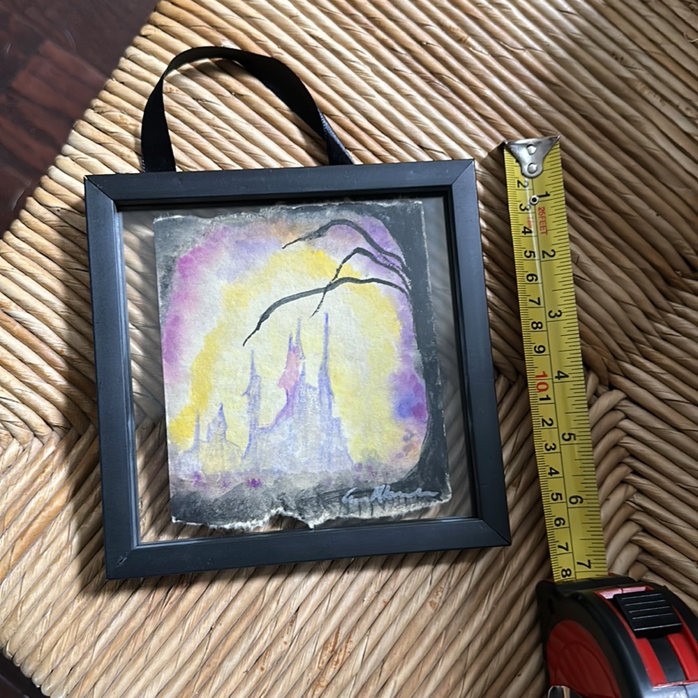 Watercolor, castle in background. Original piece. - Picture 3 of 4